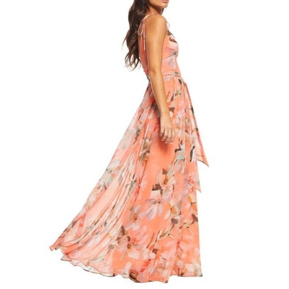 Dress The Population Hollie Coral Pink Floral Maxi
